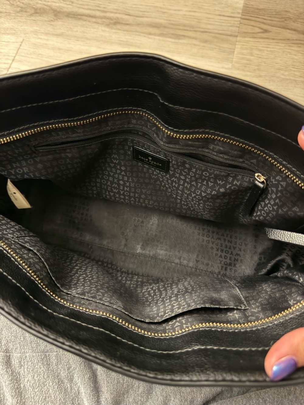 Black Cow Leather tote with Gold Hardware - Picture 8 of 10